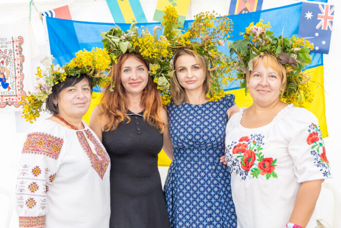 Four Ukrainian ladies in traditional head dresses